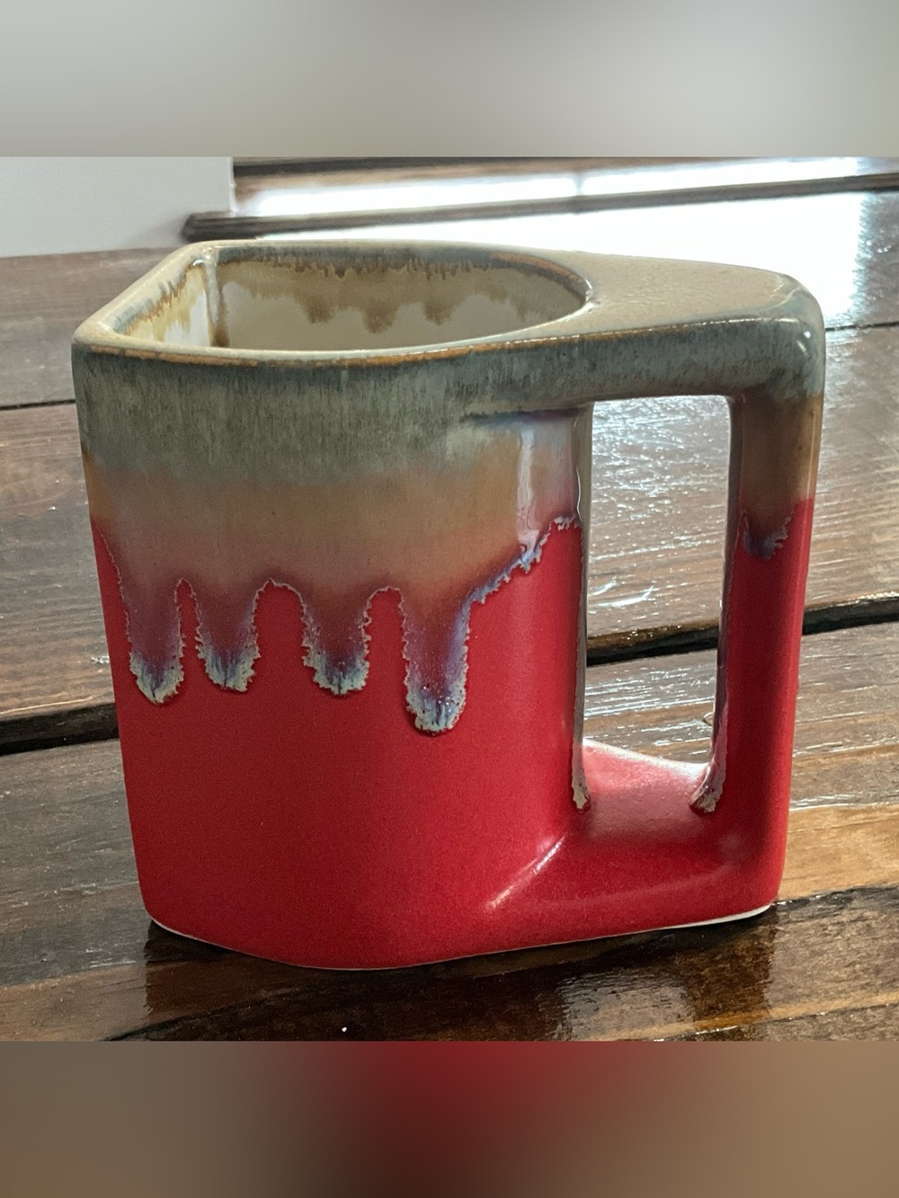 Vintage C&C Drip Glaze Red Pottery Coffee Mug Cup